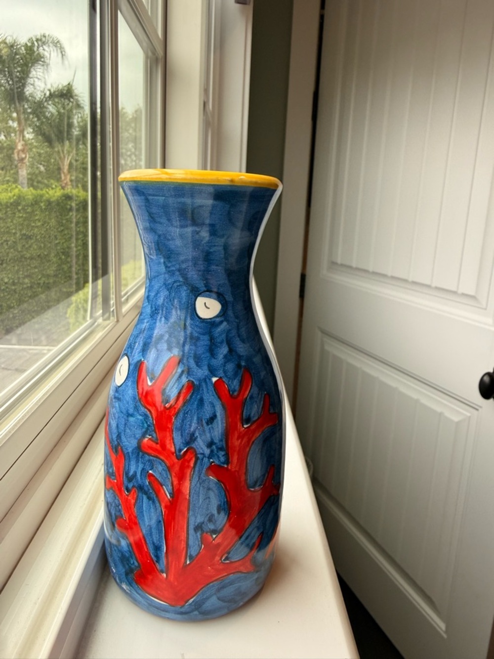 Piccadilly Amalfi Coast Italian Ceramic Vase - Hand Painted Fish Nautical Coral - Picture 3 of 11